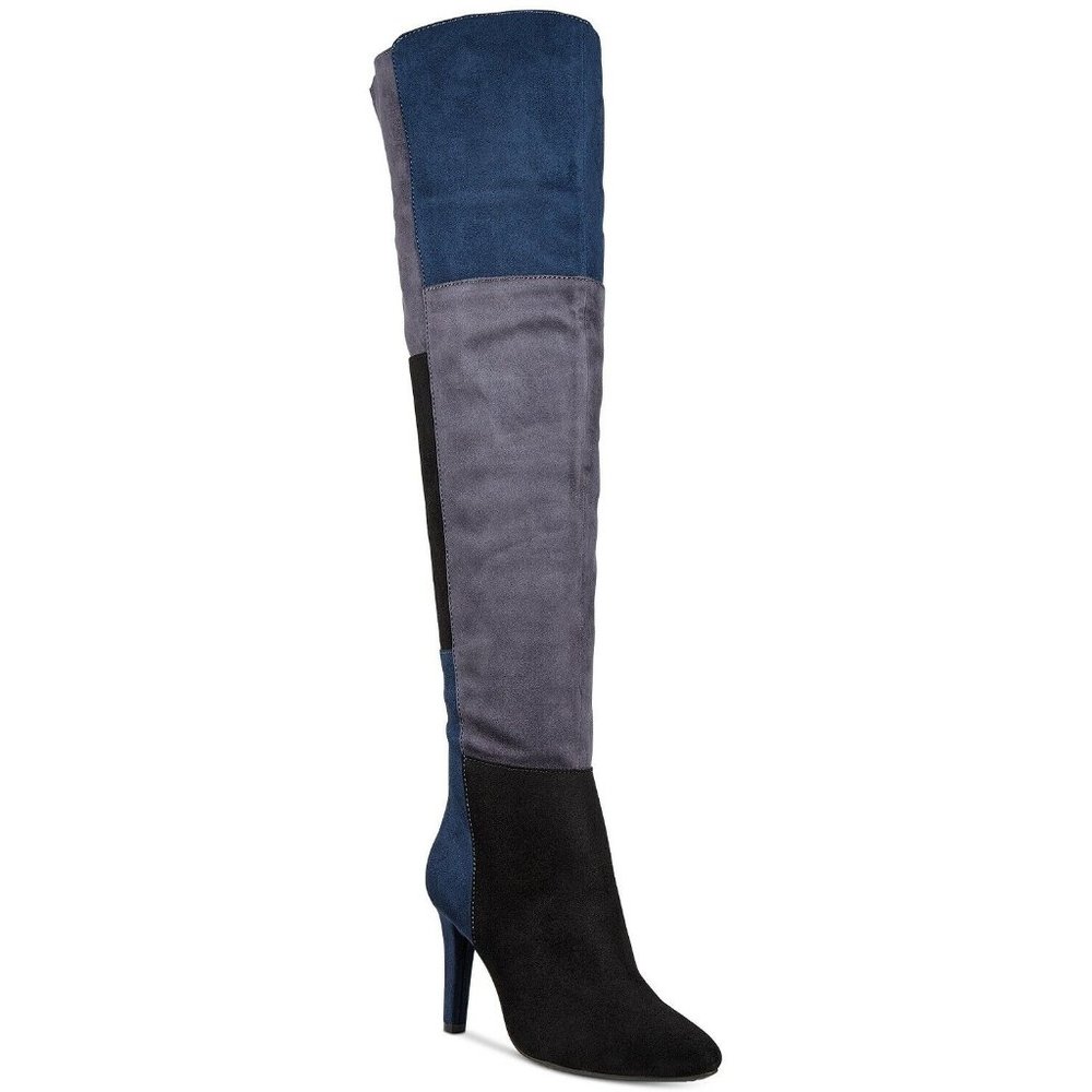 Rialto Women Stiletto Over the Knee Boots Carpio Size US 5.5M Navy Colorblocked